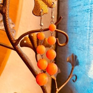 Coral Beaded Dangle Earrings